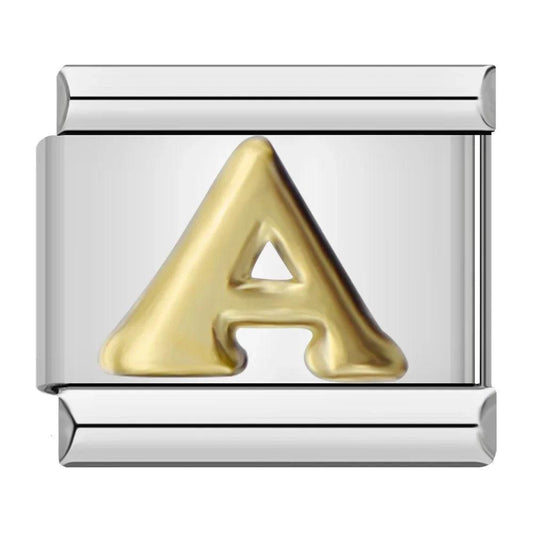 Letter A in Gold, on Silver