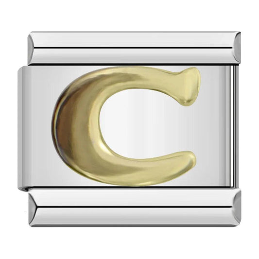 Letter C in Gold, on Silver