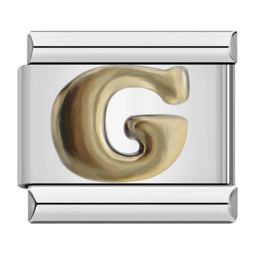 Letter G in Gold, on Silver