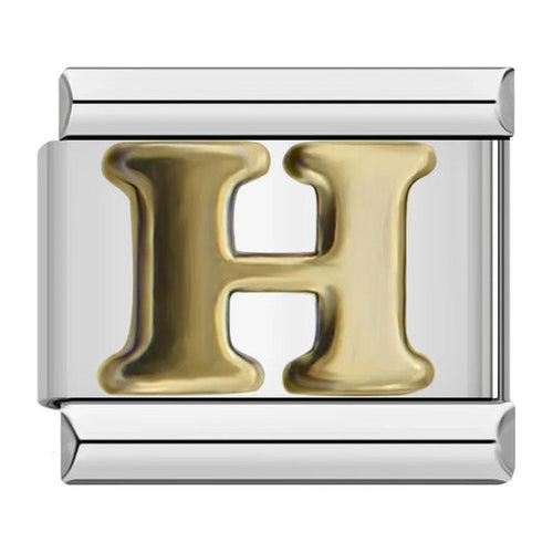 Letter H in Gold, on Silver