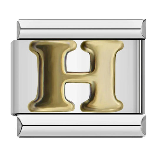 Letter H in Gold, on Silver