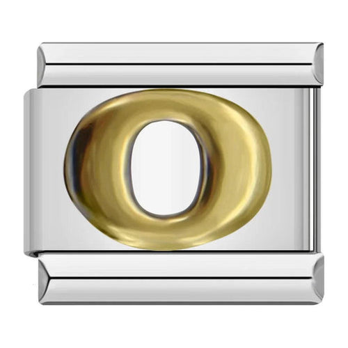 Letter O in Gold, on Silver