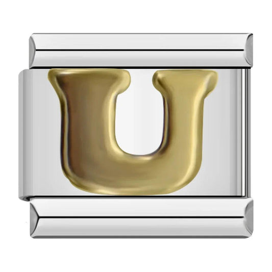 Letter U in Gold, on Silver