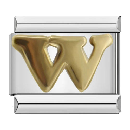 Letter W in Gold, on Silver