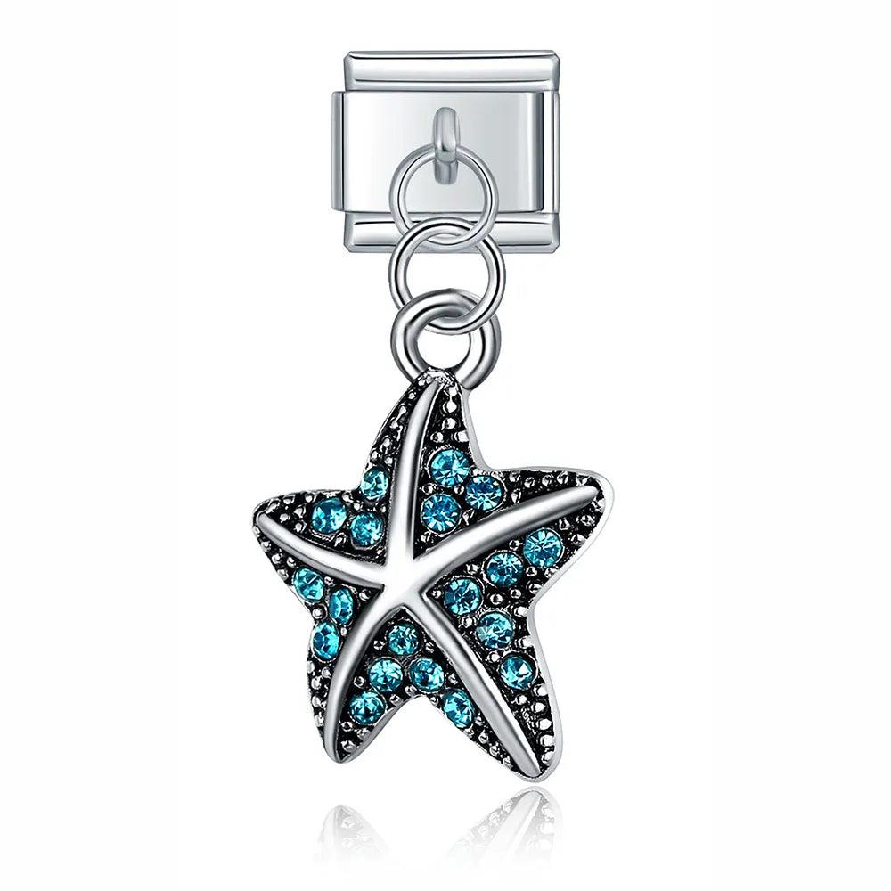 Starfish with Turquoise Stones, on Silver